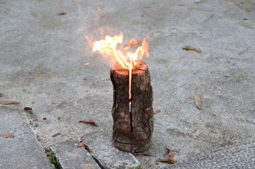 燃える木のローソク